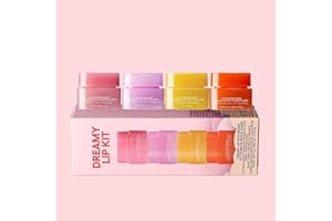 VIPOMKOWA Lip Sleep Mini Lip Balm, Fruit Lip Balm 4-piece set, moisturizing lip mask, natural bright, provides advanced sunscreen, repair dry lips, for both men and women