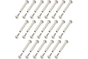 ANGELKISS 20 Pezzi Mobili Connettore a Vite diámetro 5mm con M5 Viti di Collegamento Vite di Connessione Filettata per Legno Spessore 31-40 mm Connettore Mobiletto Mobile Assi di Legno, Argento