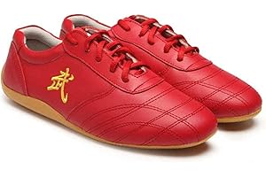 DAFLIN Taekwondo Shoes, Martial Arts Boxing Shoes, Kung Fu Taichi Lightweight Rubber Sports Training Footwear for Men and Women (Color : Red, Size : 9.5 UK)