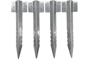 Nicoman Railway Sleeper Brackets, Heavy Duty Metal Galvanised Steel Garden Edging Stakes with Screws, Sawtooth Design for Raised Beds, Borders and Landscaping (Silver, Pack of 4)