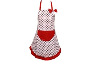 ULTNICE Vintage Style Apron Chic Floral Polka Dot Retro Sugarcraft Apron