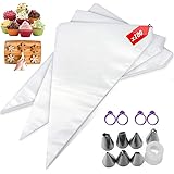 Set di tasche per ugelli,100 tasche per ugelli con ugello per pasticceria in acciaio inossidabile da 7 pezzi e 4 portaugelli 