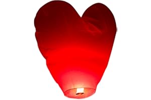 Lanterne Volante en Forme de Coeur 60 x 120 cm - Lanterne Chinoise Volante Rouge - Lanterne Papier idéal pour soirée Romantique, St Valentin et Mariage en extérieur