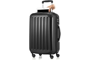 HAUPTSTADTKOFFER - ALEX - Bagaglio a mano con scomparto per laptop, Valigia rigida, Trolley espandibile, 4 doppie ruote, TSA, 55 cm, 42 litri, Nero