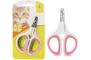 OneCut Pet Nail Clippers, Update Version Cat & Kitten Claw Nail Clippers for Trimming, Professional Pet Nail Clippers Best for a Cat, Puppy, Kitten & Small Dog (Pink)