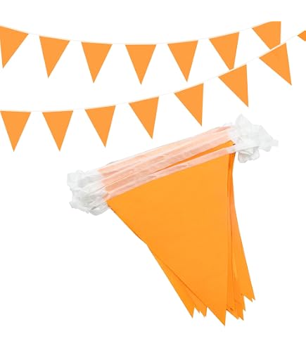 Happium Guirlande De Fanions 10m - 20 Drapeaux Orange 30x20cm, Pour Fête