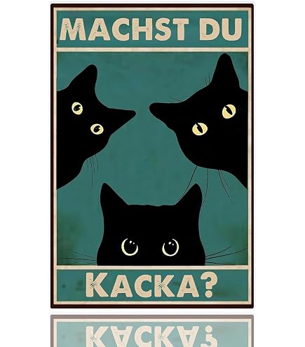 Lustiges Badezimmer Schild Mit Katze – 'Excuse Me...' Wanddeko, 13x25 Cm, Geschenkidee