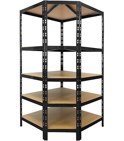 Étagère D'angle Métal 6 Niveaux - 180x60x30 Cm - Charge 145 Kg Par Plateau - Galvanisé, Facile à Monter