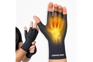 Rękawice kompresyjne COPPER HEAL HEAL - najlepsza miedziana rękawica do reumatoidalnego zapalenia stawów, tunelu nadgarstka, RSI, zapalenia kości i ścięgna - otwarty palec (L)
