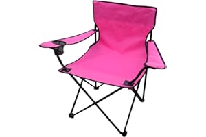 MOJAWO Sedia da pesca, pieghevole, da pesca, con portabicchieri e borsa, colore: rosa