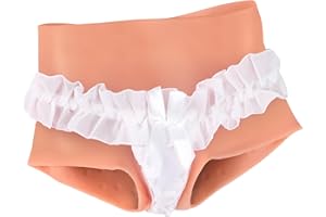 YEEFAIRY Culotte Silicone Réaliste avec Tuyau, Crossdresser Slip Fessier Faux Vagin Hanches Pantalon Transgender Fausse Chatte Fesse Féminisé pour Hommes Travesti