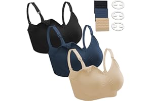 Dresime Soutien-Gorge d'allaitement 3PCS sans Couture Soutien Gorge Maternité sans Armature Bra de Grossesse avec Extra Extenseurs de Soutien-Gorge et Pinces pour Les Femmes