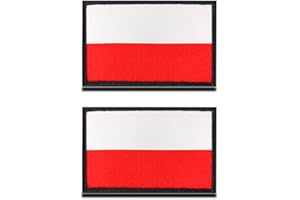 ZCKETO 2 Pezzi Bandiera Polacco Polonia Emblema Nazionale Gancio e Anello Ricamato Emblema Nazionale Toppa per Calcio Squadra Lavoro Maglia Zaino Cappelli Gilet di Cane Tattico Militare