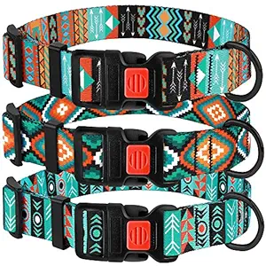 CollarDirect Nylon Dog Collar Buckle, Tribal Collar Dogs Pattern Design, Adjustable Puppy Collar Small Medium Large (Pattern 2, Neck Fit 10