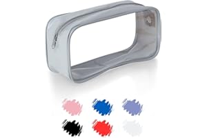 Soul Projekt Grande Trousse Scolaire Transparente Toilette et Maquillage de Voyage, Pencil Case Gris x 1