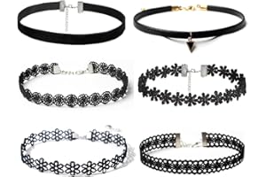 CRLLDPM Gotico Collare, 6PCS Girocollo Collane Set Moda in Velluto Elasticizzato Tatuaggio Collana Girocollo per Donna Ragazze, Chocker Collana Set, Regolabile Anello Catena Classico (insieme 2)