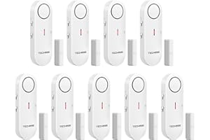 TechRise Allarme Casa Senza Fili Allarme Antifurto Sensore Allarme Porta, 3 Impostazioni Volume Antifurto Casa Con Campanello, Installazione Rapida Per Casa/Appartamento/Garage (9 PCS)