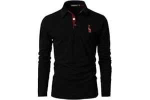 GNRSPTY Mens Long Sleeve Polo Shirt Cotton Golf Giraffe Tops