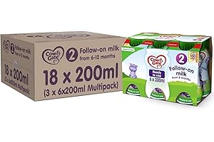 Cow & Gate 2 Follow On Baby Milk Ready to Use Liquid Formula, 6-12 Months, 200 ml, (Pack of 18)