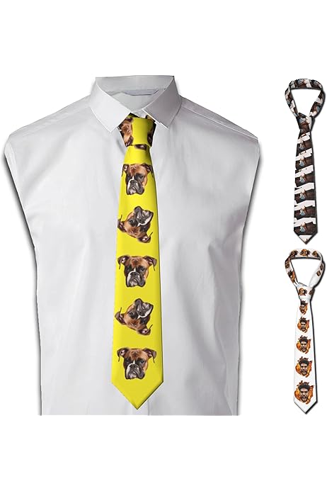 Cravatta Uomo In Poliestere Con Stampa Due Lupi - Elegante Per Lavoro E Occasioni Speciali