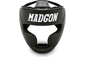 MADGON Caschetto Boxe – Incredibile Capacità di Assorbimento dei Colpi – Casco Combattimento Integrale - Perfetta Visibilità - Caschetto Kick Boxing, MMA, Boxe, Sparring - Borsa Inclusa