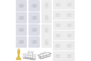 HENGXINCHEN Hengxinc 16Pezzi Trasparenti Autoadesivo Gancio,Ganci Adesivi Massimo 10-20kg,Ganci Autoadesivi a Doppia Faccia, Multifunzionali, Impermeabili,Resistenti All'olio, Senza Perforazione(doppio e singolo)