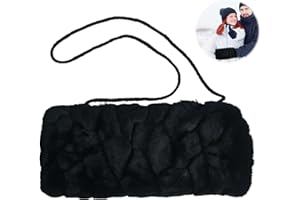 QOOLOO ﻿Hand Muff Black Soft Faux Fur Hand Muff Handmuffs with Strap Pocket Convenient Hand Warmer Muff Convenient Hand Warmer Muff for Women Men