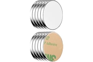 ECENCE Aimants en néodyme 10 Aimants frigo circulaires adhésifs - 22x2mm - Revêtement haut de gamme NiCuNi, Aimant puissant autocollant, petit aimant