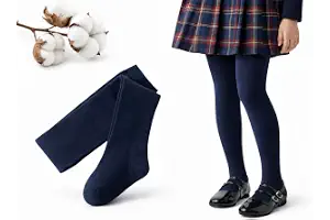 CYS Leotardos Infantiles de Algodón Peinado – Medias Escolares Suaves y Resistentes, Transpirables, Antipilling, Uso Diario, Tallas 3-16 Años (Altura hasta 172 cm)