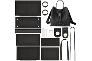 WADORN DIY Umhängetaschen-Bastelsets, Handgefertigtes Beuteltaschen-Set Mit Kordelzug Aus Kunstleder, Herstellung Aller Materialien, Handnähen, Handtaschen-Herstellungsset, 23x13x22 cm, Schwarz