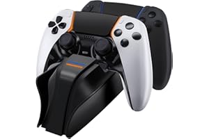 snakebyte PS5 TWIN CHARGE 5 - PlayStation 5 Ladestation für DualSense PS5 Controller, 2 Std Fast Charging Schnellladung für Wireless Controller, Type-C Kabel, LED-Ladestatusanzeige, PS5 Design schwarz