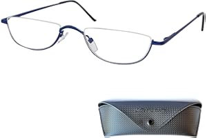 MINI BRILLE Metalowe Okulary do Czytania Półksiężyce,w Tym Bezpłatne Etui Półoko Rama ze Stali Nierdzewnej z Zawiasem Sprężynowym dla Czytelników i Czytelniczek