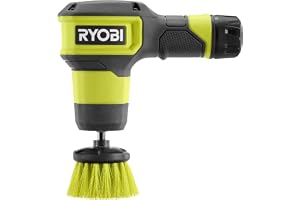 RYOBI 4 V USB litiumborste, 2 hastigheter, idealisk för enkel rengöring av handfat, duschkabiner, levereras med 1 borste med