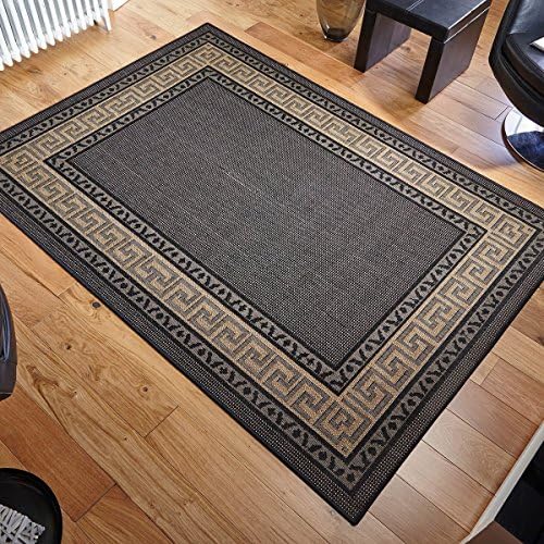 Large Flatweave Greek Key Black Rug 1.2m x 1.6m