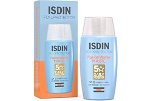 ISDIN Fotoprotección Fusion Water MAGIC SPF 50, Protector Solar Facial de Textura Ligera y Fase Externa Acuosa con Tacto Fina