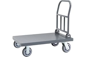 Bai You Mei Carrelli a Piattaforma Mano da Magazzino Officina Portata 500 kg Grandi Ruote Pieghevole Carrello da Trasporto di Carichi Pesanti Camion ruote girevoli a 360° (90 x 60 cm)