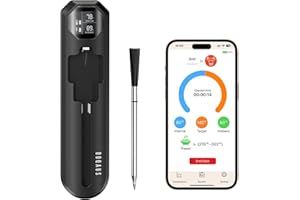 DOQAUS Thermometre Cuisine Sans Fil 250m Portée, ‌Thermomètre Alimentaire Bluetooth 5.3, Précision ±0,5°C, Sonde Double Zone (-10°C~300°C) IP67 Étanche, Type-C Charge Rapide, pour BBQ, Four, Viande