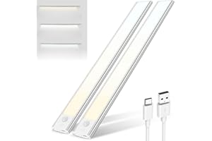 Brendz Schranklicht mit Bewegungsmelder, Kleiderschrank Beleuchtung, 2 x 40cm, 3 Farbtemperaturen, Aufladbar, Dimmbare Schrankbeleuchtung, Led Lichtleiste Kabellos, Silber