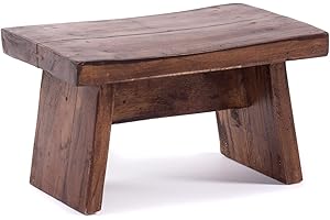 DESIGN DELIGHTS Sgabello in legno massiccio riciclato, 18,5 x 29 x 19,5 cm, stile shabby chic