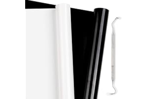 Whaline Heat Transfer Vinyl Roll Black and White Iron on Vinyl with Double-Ended Pick 59 x 12 Inch Permanent HTV Vinyl Roll Heat Transfer Paper for Fabric T-shirt Silhouette Cameo Craft, 2 Roll