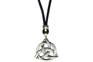 ASTER ALHELÍ - Colgante Mujer Trinqueta Nudo de la Trinidad Celta Triangular Plata Vieja o Bronce - Collar Hombre de Antelina y Nudo de Zamak - Amuletos de Protección - Ideal para regalo (Bronce)