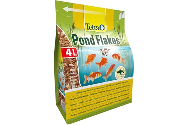 Tetra Pond Flakes Nutri Evolution - Aliment Complet en Flocons aux Ingrédients Naturels pour Poissons de Bassin de Jardin – Recette améliorée Sans conservateurs ajoutés Sans colorants – 4 L