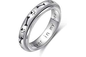 HOOHWE Spinner Rings for Anxiety,S925 Sterling Silver Fidget Anxiety Worry Relieving Boredom ADHD Autism Band Rings for Teen Girls, 6 UK, Sterling Silver , no gemstone,