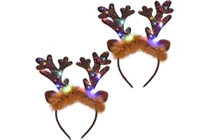 MELEAGER 2 Stück Weihnachts haarreif mit LED,Weihnachten Beleuchtete Stirnbänder,Weihnachts Haarschmuck für Kinder und erwachsene,Stirnbänder für Weihnachtsfeiern accessoires