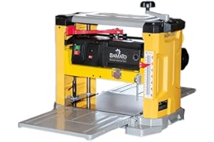 BAMATO Dickenhobelmaschine BH-330 | mit 3 Hobelmessern | 330mm Hobelbreite | neue Messerwelle | 1800 W Motor | 152mm Durchlasshöhe | Klappbare Auf-/Abnahmetische | Dickenhobel Maschine Werkstatt