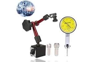 KUIDAMOS Dial Indicator Gauge with Magnetic Base,Dial Test Indicator Flexible Strong Magnetic Gauge Lever Dial Test Indicator Gauge Universal Small Table Base 0-0.8 mm Measuring Tool