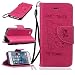 Produktbild iPhone SE Hülle, iPhone 5S Hülle, SpiritSun Ledertasche Schutzhülle für Apple iPhone SE / 5 / 5S Folio PU Leder Tasche Case Cover Bookstyle mit Standfunktion und Kredit Kartenfächer (Bär, Rot)