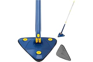 RevolutionLine - Mopa Triangular Giratoria 360 Microfibra | Fregona Autoescurrible Rotativa | Palo Extensible | Mopa Ajustable para Limpiar Suelos, Paredes, Ventanas, Azulejos, Techos y Muebles