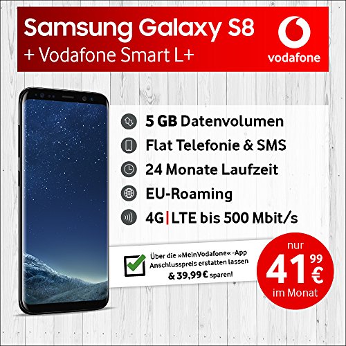 Vodafone Samsung Galaxy S8 Smartphone 5.8 Inch Touch Screen 64GB Internal Memory, Android OS