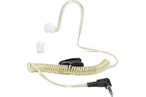 HYSHIKRA Auriculares de Cable de Tubo Acústico One Ear Listen Only con Accesorio Simétrico, Transparente, Incluye Clip de Sujeción (Incluye 1 Tapón de Repuesto)